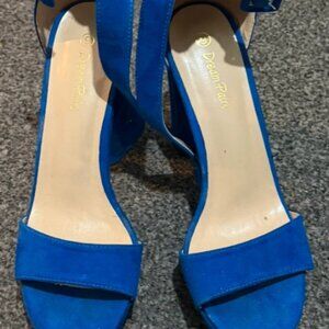 Dream Pairs Electric Blue Suede Stiletto Heel Sandals